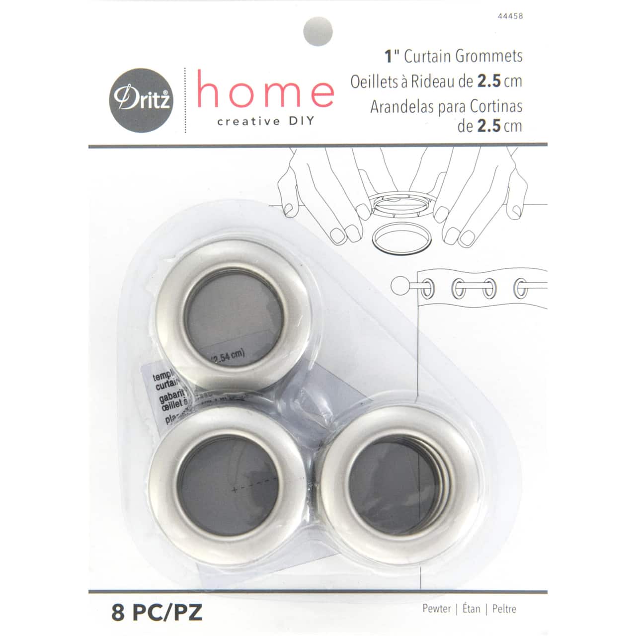 Dritz® Home Pewter 1" Round Curtain Grommets, 8ct.